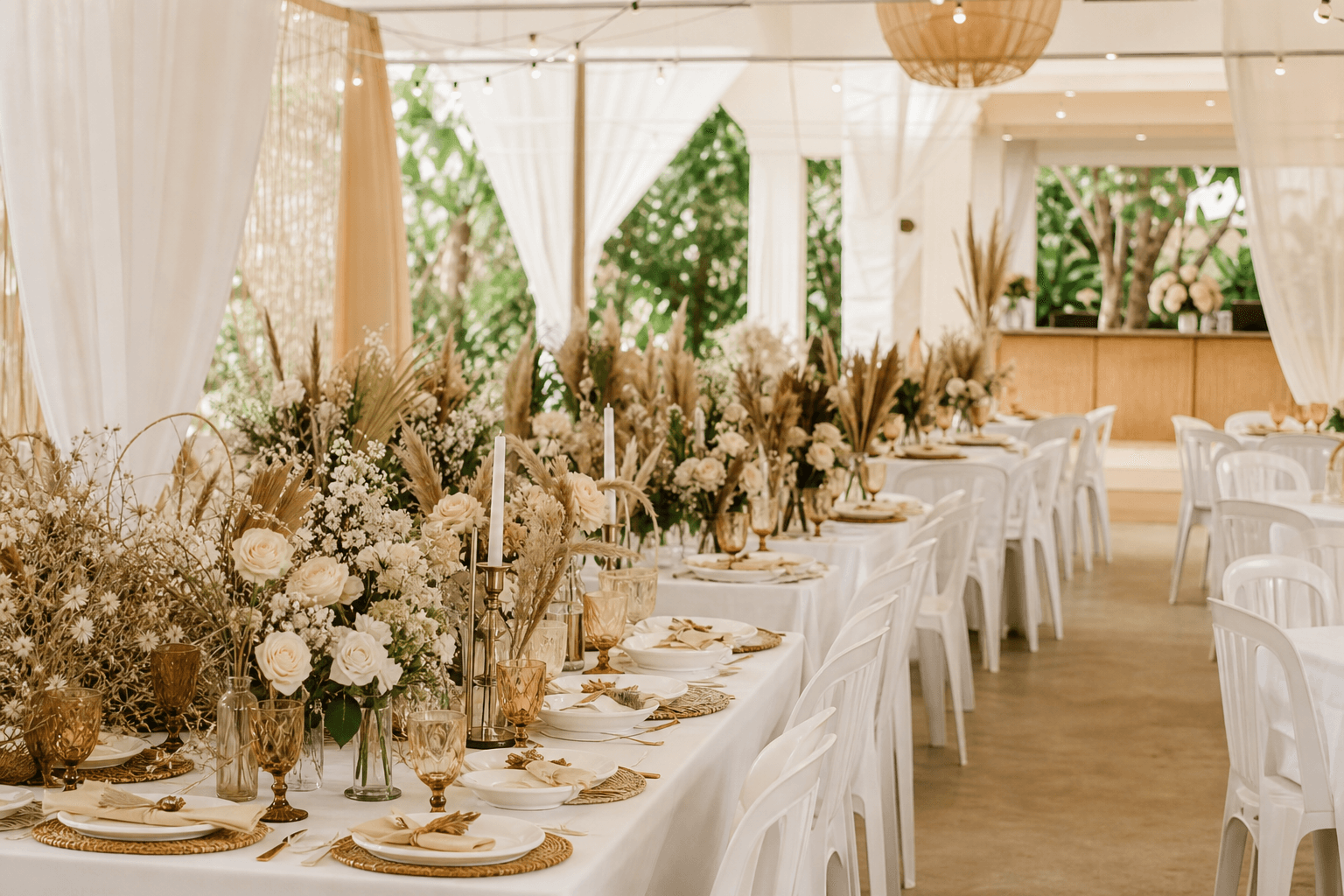 Event tables and chairs ready for a celebration booking