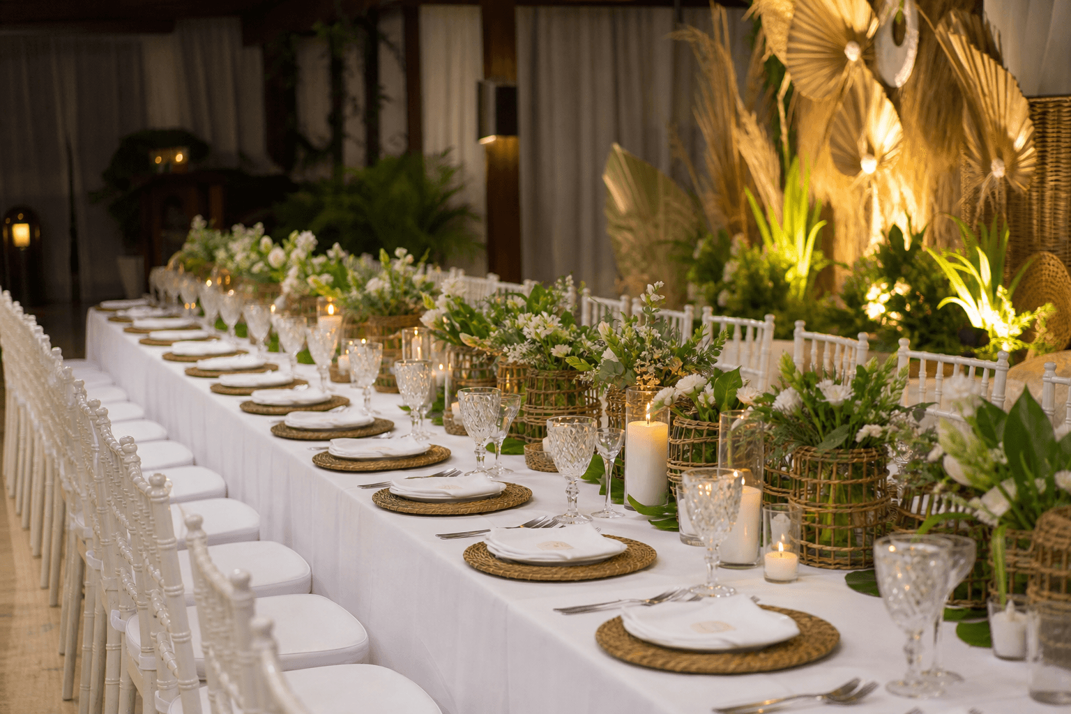 Event setup with tables and chairs