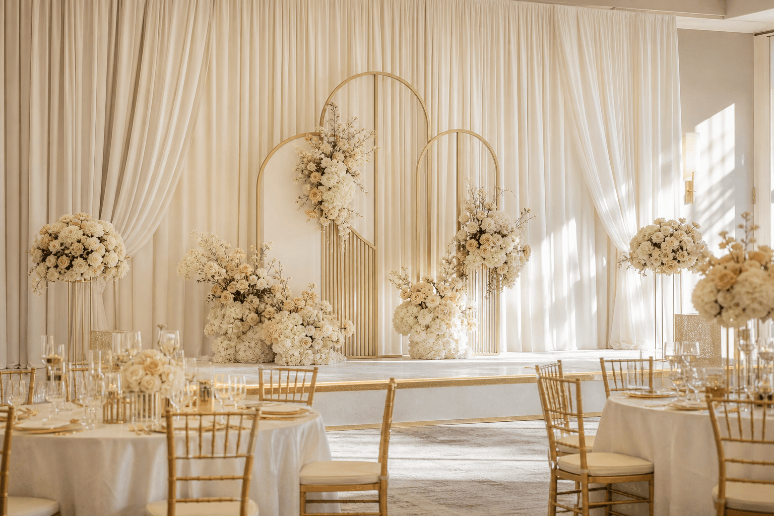 Outdoor reception table arrangement