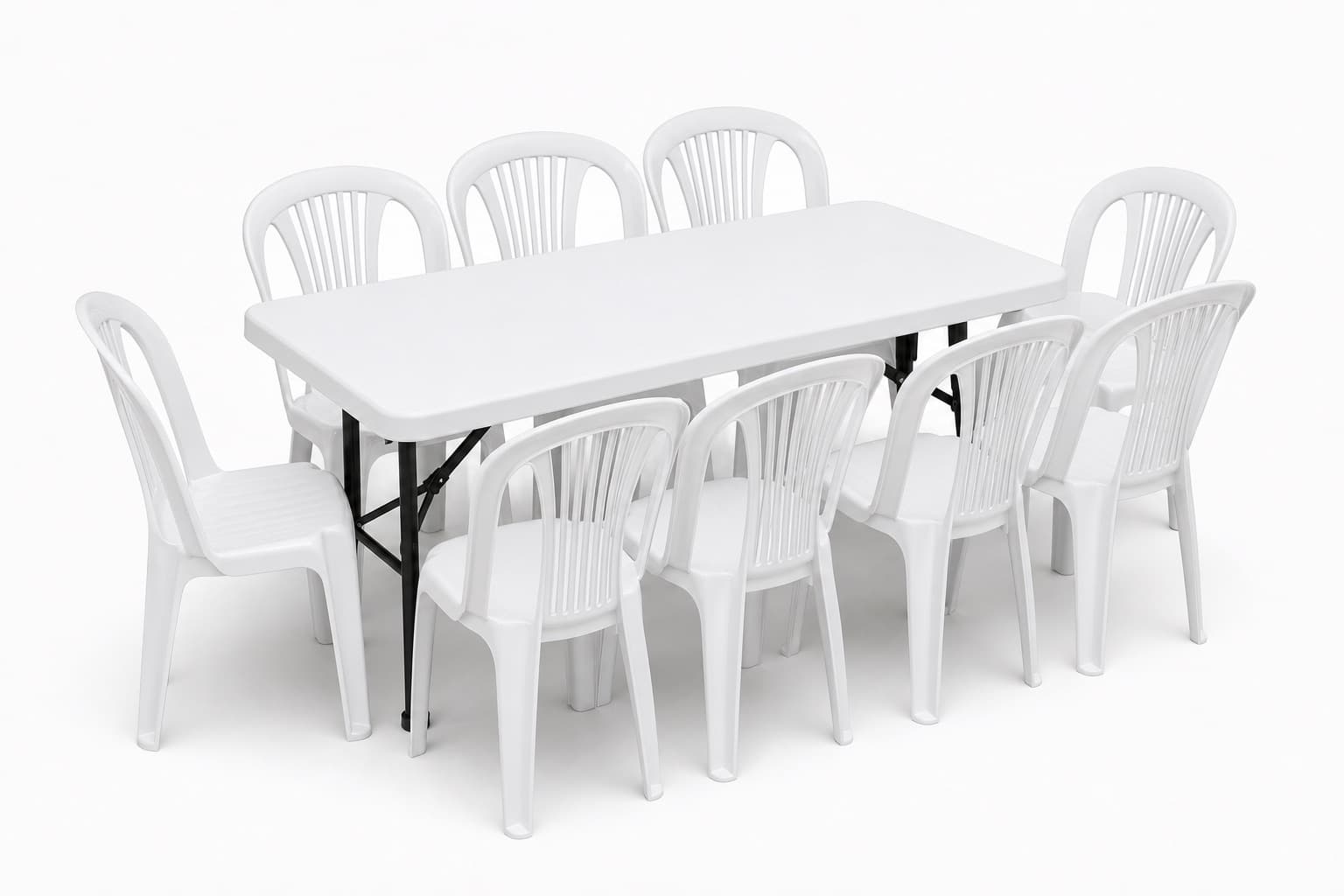 1 Four-foot Table and 10 Chairs